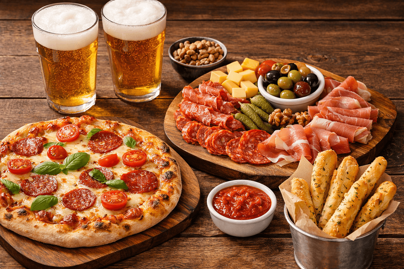 Restauration — Pizza et bière au club house